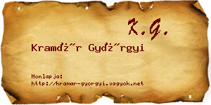 Kramár Györgyi névjegykártya